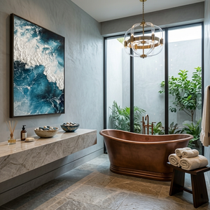 Modern Abstract <b>Ocean</b> Texture Oil <b>Painting</b> Wall Art Handmade 3D Coastal Canvas Art for Hotel Lobby Home Decor - Product Image 6