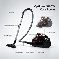 Fabricant d'aspirateurs OEM, aspirateur à haute aspiration 300AW, moteur 2000W, filtre HEPA, réservoir de poussière de 2,2 L, aspirateur sans sac