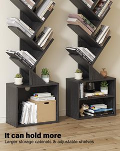 Étagère en bois noire en forme d'arbre 2026, petite vitrine sur pied avec armoire de rangement <span class=keywords><strong>pour</strong></span> salon - Product Image 4