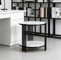 Table basse ronde noire de designers nordiques tendance pour salon, table d'appoint en céramique blanche