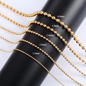 Pulsera de Cuentas Redondas Color Dorado, Cadena de <span class=keywords><strong>Bolas</strong></span> de Acero Inoxidable de 1.5mm-4.0mm, Tobillera de Moda, Joyería Apilable <span class=keywords><strong>para</strong></span> Mujeres y Hombres - Product Image 2