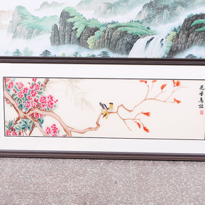 Suzhou Embroidery Wall <b>Hanging</b> Floral Pattern Framed Home Decor Finished Product Single Piece <b>White</b> - Product Image 1