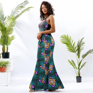 Robes Traditionnelles africaines Et Jupes Femme Moulante Dos Nu <span class=keywords><strong>Robe</strong></span> De Soirée tissu De Cire Africaine Imprimé Vêtements 2019 - Product Image 2