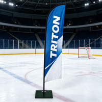 Drapeau publicitaire personnalisé à double face avec base pour promotion extérieure