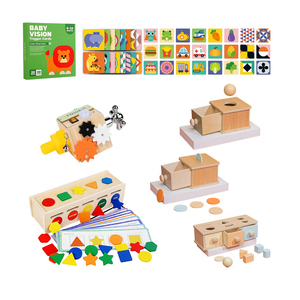 Juego de Cajas Montessori de 7 a 12 Meses, Clasificador Sensorial, Tarjetas de Aprendizaje Cognitivo, Cubo de Actividades de Madera, Juguetes Educativos para Niños y Niñas - Product Image 2