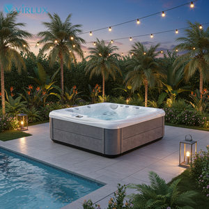 Jacuzzi de 3 Personas VIRLUX de Bajo Consumo con Aislamiento Térmico, Tumbona para Parejas y Balcón con 37 Jets de Masaje - Product Image 1