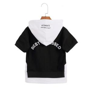 Children's Two Color Curved Hem Design Your Own T Shirt With Hood From <b>Gold</b> Supplier - Product Image 5