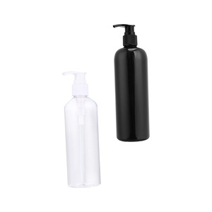 Bouteilles vides rondes en PET blanc/noir de 1000 ml avec pompe pulvérisatrice pour gel douche, lotion, shampoing et après-shampoing (soins capillaires) - Product Image 1
