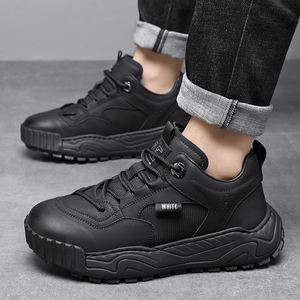 Bottes d'hiver pour hommes en cuir synthétique à bout rond, doublées de fourrure chaude, semelle extérieure en caoutchouc antidérapante, bottes de neige, livraison directe - Product Image 4