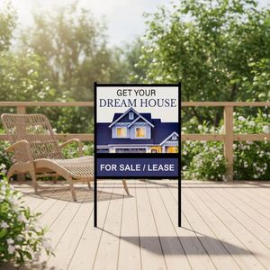 Panneau publicitaire robuste en H de 18 x 24 pouces, personnalisable, vierge, pour messages immobiliers et visites immobilières, avec piquets de jardin, Fabricant - Product Image 6