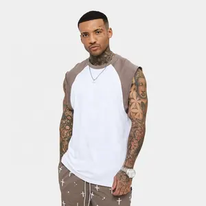 Custom Men Fashion Street wear Cut Off Tee Raglan Sleeve Short Sleeve Muscle Fit T shirts