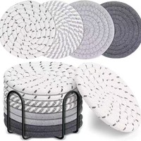 Lot de dessous-de-plat en corde de coton tressée, résistant à la chaleur, style ferme, avec logo personnalisé OEM ODM