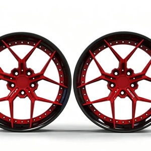 Juego de 2 Ruedas Forjadas Rojas con Borde Negro de 17/18/19/20/21/22/23/24 Pulgadas, 5 Orificios, Diseño de Estrella, Remaches, Cóncavas Profundas, Personalizadas - Product Image 5