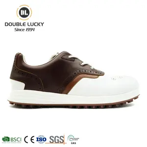 Двойная обувь для гольфа Lucky, новый дизайн, Высококачественная кожаная обувь для гольфа, Нескользящая дышащая повседневная мужская обувь для гольфа на заказ