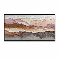 Tableau mural abstrait superposé aux tons terreux, peint à l'huile sur toile, beige rosé, cadre en bois texturé 3D, peint à la main, décoration de luxe pour salon