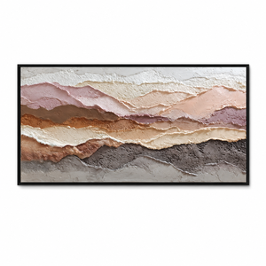 Mehrschichtige Erdtöne Abstrakte Öl-Leinwand Wandkunst Zartrosa Beige 3D Strukturierter Holzrahmen Handgemalt Luxuriöse Wohnzimmerdekoration - Product Image 5