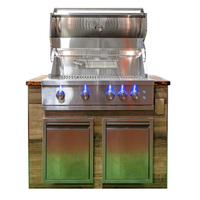 Barbecue portable professionnel moderne de haute qualité en acier inoxydable, avec rôtissoire LED, pour comptoir, au propane, 4 brûleurs