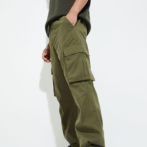 Men Multi-Pocket Straight Mid <b>Cargo</b> Trousers Durable Cotton Canvas Waterproof Tactical Pants Elastic for <b>Work</b> Travel Outdoor - Product Image 2