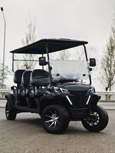 Voiturette de <span class=keywords><strong>golf</strong></span> électrique <span class=keywords><strong>6</strong></span> places avec sièges orientés vers l'arrière, idéale pour les excursions panoramiques, prête pour le sable, utilitaire pour le camping, direction assistée, rétroviseur, sécurité enfant - Product Image 3