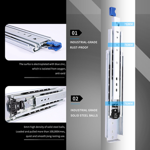 225kg 76mm Lock In Lock Out Heavy Duty Ball Bearing Full Extension Telescopic Drawer Slide Rail