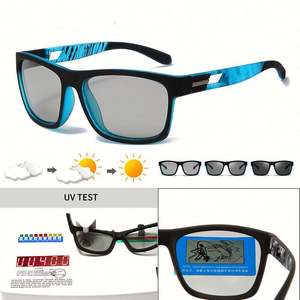 Lunettes de soleil polarisées photochromiques carrées UV400 pour hommes et femmes, avec logo personnalisé, à changement de couleur, pour la conduite - Product Image 1