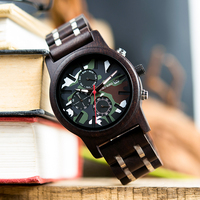 Montre pour homme de haute qualité au meilleur prix, cadran à aiguilles en quartz de 44 mm, couleur camouflage, bracelet en bois/tissu