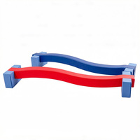 Balken de Equilibrio Ergonómico Curvo Izquierdo y Derecho con Marco de Madera, Juguete de Entrenamiento de Coordinación, Equipo de Ejercicio Físico para Interiores