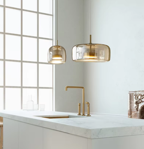 Lustre suspendu LED moderne <span class=keywords><strong>et</strong></span> minimaliste en verre ambré pour la maison, l'hôtel, la chambre à coucher, la <span class=keywords><strong>cuisine</strong></span>, le bar, l'îlot - Product Image 5