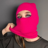 Cagoule tricotée chaude d'hiver à un trou, couleur néon, pour le ski, bonnet amusant à un trou pour casque