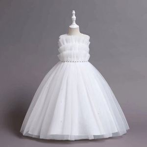 Vestido de encaje de flores para niña, elegante vestido de fiesta de cumpleaños, boda, color blanco, <span class=keywords><strong>2022</strong></span> - Product Image 5