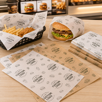 Papier d'emballage pour sandwich imprimé, résistant à la graisse, tailles personnalisées, feuilles de qualité alimentaire pour restaurants, cafés et commerces de vente à emporter
