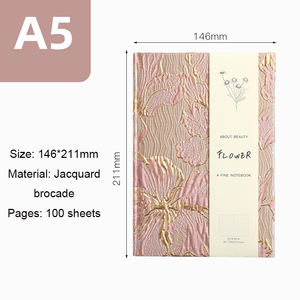 Cuaderno Escolar Ecológico y Elegante A5 al por Mayor, con Costura de Hilo Plateado y Dorado, Tela de Algodón Jacquard con Diseño de Lirios, 100 Unidades - Product Image 6