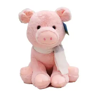 Oso de peluche con bufanda de cerdo para niña, muñeco de juguete de felpa con babero, regalo para el día de la niña