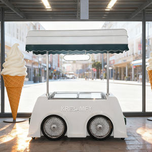 Chariot de crème glacée italienne OEM 2025, chariot à pousser à la main, chariot de crème glacée dure, kiosque de crème glacée en plein air, chariot de nourriture mobile, design de chariot de gelato - Product Image 4