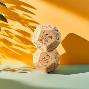 Plateau à dés en bois pour soirée romantique avec dés polyédriques à 6 faces, cadeau Saint-Valentin/anniversaire pour lui, 20 mm, idées et suggestions - Product Image 3