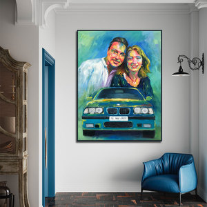 Arte Original hecho a mano 100% pintura al óleo estilo moderno hombre y esposa Retrato Sobre lienzo para el hogar o Villa Hotel decoración de la pared de la habitación - Product Image 4