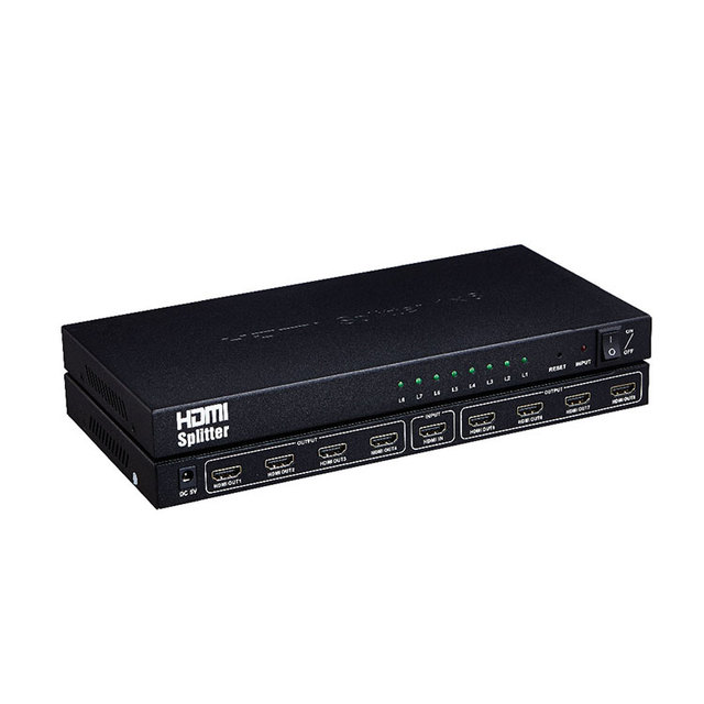 High Speed Conduction Audio Output 2x12 Hdmi Splitter 1 in 8 Out