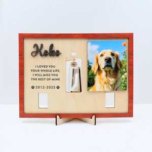Gepersonaliseerde ecologische hondenherdenkingsdecoratie van hout voor aan de muur, bewaart de hondenharen als een loyale herinnering - Product Image 1