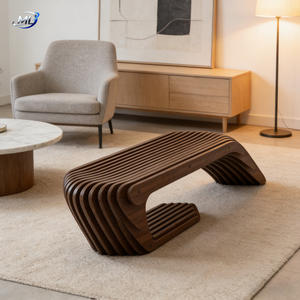 Banc de patio moderne et durable en bois pour usage intérieur/extérieur, 2 places, idéal pour centres commerciaux et hôtels - Product Image 4