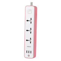 Multiprise universelle en plastique 10A 3M avec prise UK, 3 ports USB et 3 prises de courant