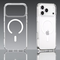 Coque de téléphone transparente en TPU+PC avec logo personnalisé OEM d'usine, anti-chute, magnétique, pour iPhone 18pro 18promax, aimant N52