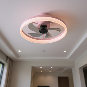 LED Ceiling <b>Fan</b> With Light Dimmable Modern Design Embedded Installation <b>Pink</b> 3 Blades DC Motor Remote Control Flush Mount - Product Image 2