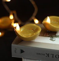 12 Lampu Minyak Kecil Diwali India, Ditenagai Baterai Kancing, Menyala Saat Berkontak Dengan Air, Digunakan untuk Menyembah Tuhan.