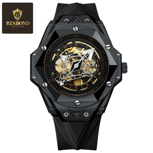 Binbang Men's Automatic Mechanical Watch 30M Waterproof Silicone Strap Stainless Steel Buckle 15mm Thickness Model 3324 - Product Image 3