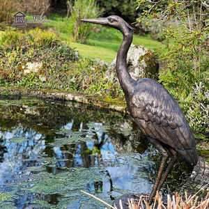 Escultura de patio al aire libre, estatua de garza de jardín de <span class=keywords><strong>Metal</strong></span>, escultura de pájaro de bronce de tamaño real a la venta - Product Image 1
