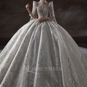Abito da ballo di lusso abiti da sposa paillettes con applicazioni di perline volant abiti da sposa <span class=keywords><strong>Vestina</strong></span> De Novia Lsht076 - Product Image 6