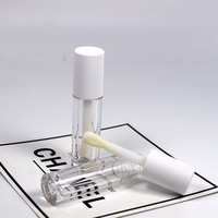 Tube de brillant à lèvres vide personnalisé 6 ml avec grand applicateur pinceau, blanc et rose, vente en gros, nouveauté 2023