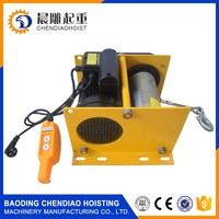 Mini cabrestante eléctrico portátil de 500 kg, polipasto compacto con cable de acero y certificación CE, extractor de cables para taller y garaje