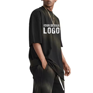 T-shirt pour homme surdimensionné en coton délavé dégradé de couleur 285g, nouveau design, col rond, manches courtes, t-shirts amples pour homme, vente en gros OEM - Product Image 6
