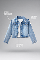 BEAUDRM Veste en jean pour filles, boutonnée, manches longues, manteau en jean, streetwear, été, bleu clair, nylon/coton, lavage en machine